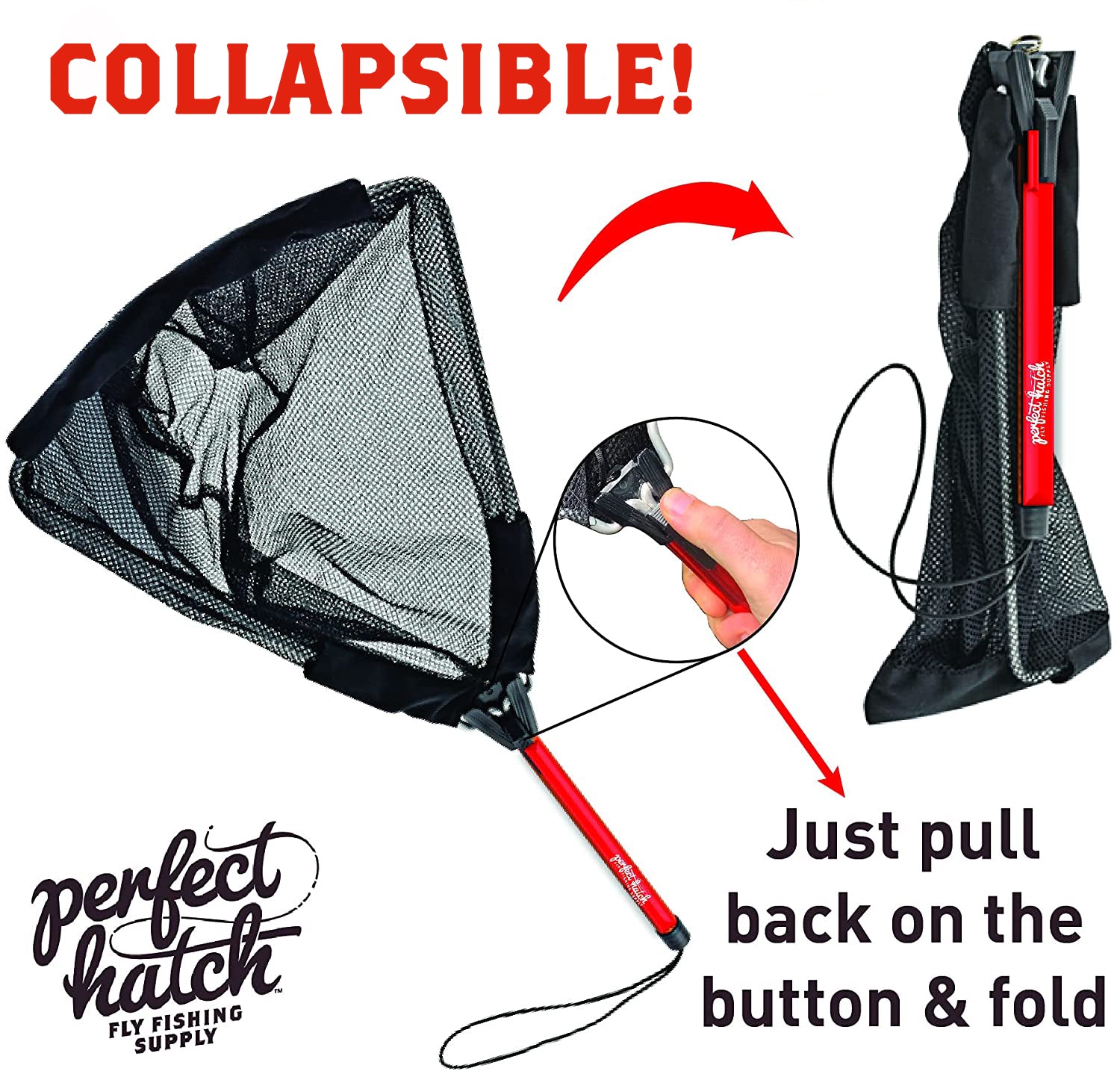 ez fold fish landing net Easy Opening Collapsible Net – Perfect Hatch